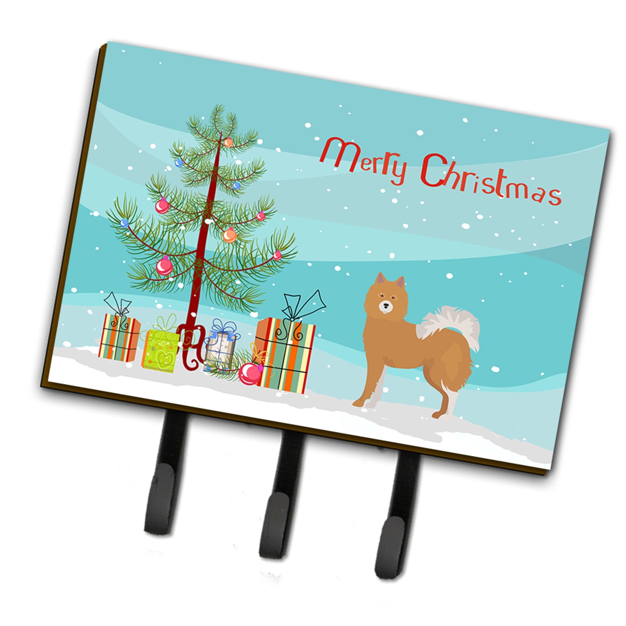 Caroline'S Treasures Brown & White Elo Dog Christmas Tree Leash Or Key Holder Hooks, Multicolor